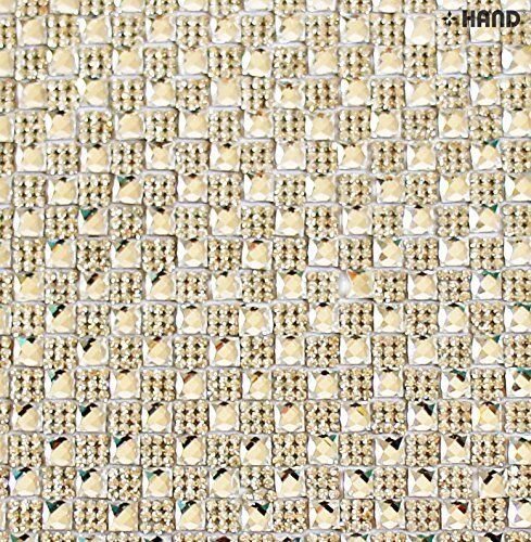 Close-up of decorative 6x6mm diamante gems on hotfix sheet.