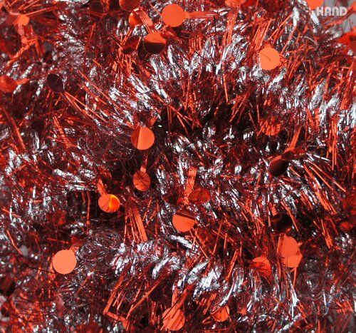 Round Party Birthday/Valentine/Christmas Tinsel Garland Decoration appx 2m - pack of 10 (Red)