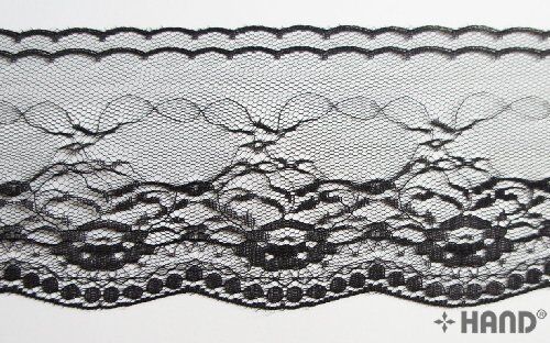 NO.387 Lace Borders, NON Stretch, Nylon Lace 90mm Drop- 10 metres (black)