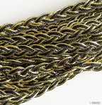 Close-up of black and gold twisted plait trim, 12mm wide.