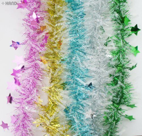 Assorted colours of Star Party Christmas tinsel garland