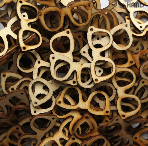 Close-up of decorative wooden glasses trim