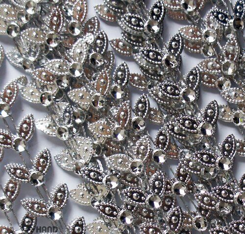 Full length view of LEAF3 silver leaves trim on a white background.