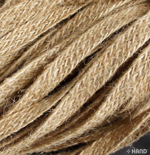 Rough flax and wool brown plait rope trim on a spool
