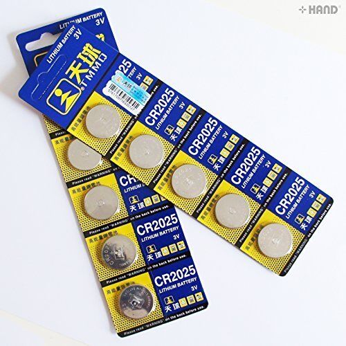 Two packs of CR2025 Coin Batteries, each containing five batteries.