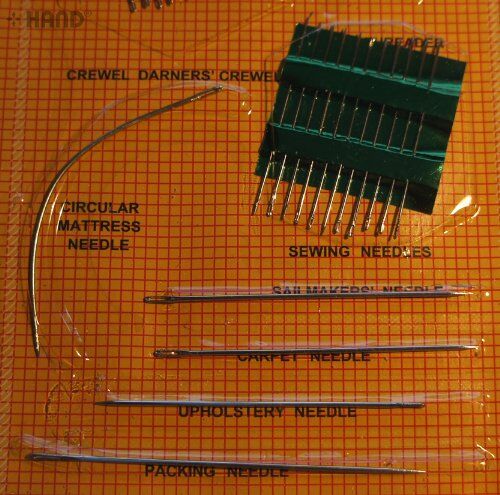 Close-up of assorted sewing needles in the RNP-27 set