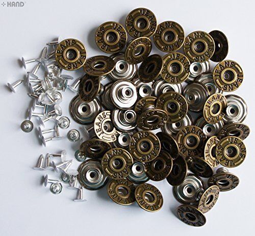 Close-up of No7-20 vintage gold jeans buttons
