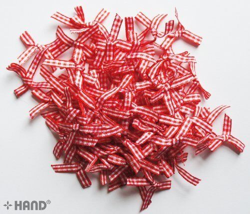 Pack of decorative chequered red and white bow trims