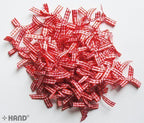 Pack of decorative chequered red and white bow trims