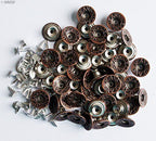Close-up of No4 jeans buttons showing red copper finish