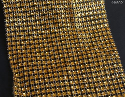 Diamante Look Ribbon Wide Trim 12cm x appx 10m (Gold)