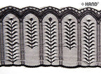 10 metres of black lace trim displayed on a flat surface