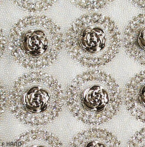 Luxurious Iron-On Hot FIX Embellishments Rhinestones on Sheet - Assorted Designs and Colours (IRONE02 - Silver Roses)