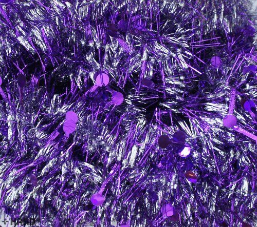 Round Party Birthday/Valentine/Christmas Tinsel Garland Decoration appx 2m - pack of 10 (Purple)