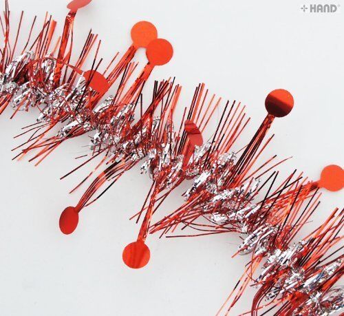 Round Party Birthday/Valentine/Christmas Tinsel Garland Decoration appx 2m - pack of 10 (Red)