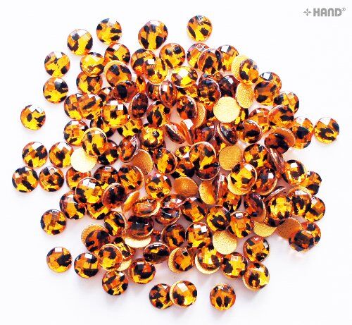 Round Hotfix - Iron On Rhinstone Diamante Gems 10mm, a Pack of Appx 400 (D17 Leopard - appx 66g)
