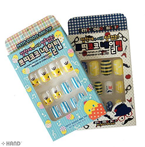 Two packs of fun false nail tips displayed together.