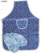 Close-up of the satin fabric texture of the apron.