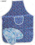 Waterproof satin apron in assorted colours displayed on a hanger.
