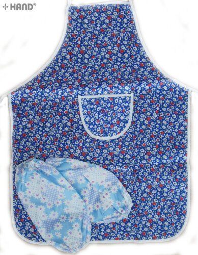 Waterproof satin apron in assorted colours displayed on a hanger.