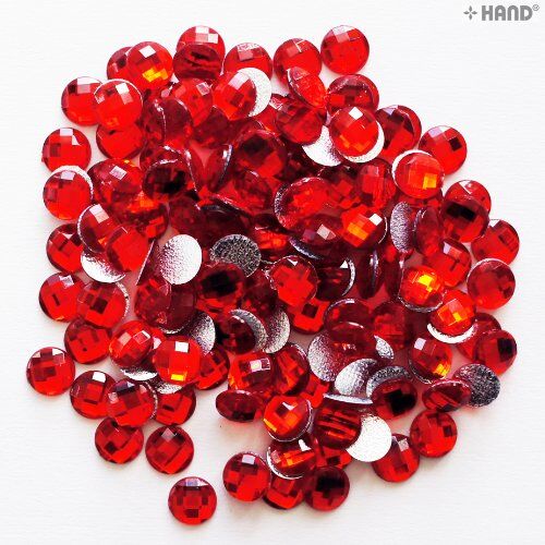 Round Hotfix - Iron On Rhinstone Diamante Gems 10mm, a Pack of Appx 400 (D12 Red - appx 63g)