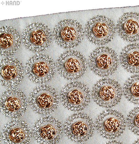 Luxurious Iron-On Hot FIX Embellishments Rhinestones on Sheet - Assorted Designs and Colours (IRONE03 - Gold Roses)