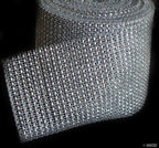 Clear diamante ribbon trim in black with silver on a spool