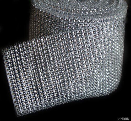 Clear diamante ribbon trim in black with silver on a spool