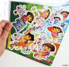 Back cover of boys' colouring and sticker book showing features