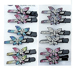 Shiny Butterfly A Crystal Hair Clips Barrettes - Pack of 3 Pairs