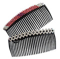 Large plastic hair slide comb with crystal rhinestones design.