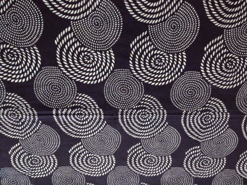 Full view of 3 metres of blue circle print fabric