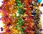 Assorted colours of heart-shaped tinsel garland