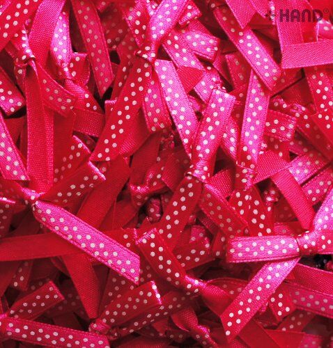 BO1 Small Decorative DIY Craft Ribbon pre-tied Bow with White Dots Trims (BO1-1 Pink appx 85)