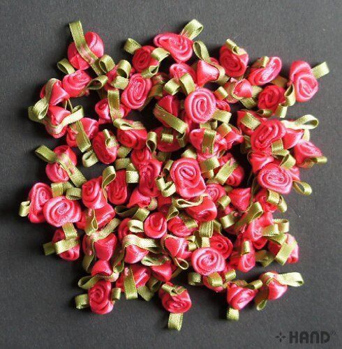 F12 Small Decorative DIY Craft Assorted Colours Flower Design Trims, pack of appx 50 (F12-2 Bright Pink)