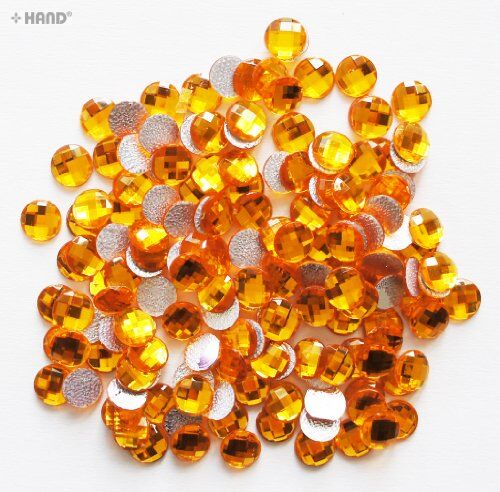 Round Hotfix - Iron On Rhinstone Diamante Gems 10mm, a Pack of Appx 400 (D15 Yellow - appx 61.5g)