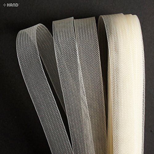 Close-up of 16 mm wide bridal webbing in cream colour.