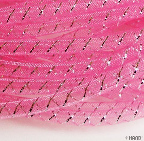 Lightweight millinery tubular crin in light pink with silver trim