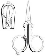 Two pairs of No.666 large folding metal scissors displayed
