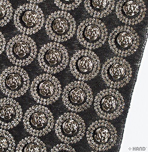Luxurious Iron-On Hot FIX Embellishments Rhinestones on Sheet - Assorted Designs and Colours (IRONE04 - Silver/Black Roses)