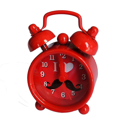Close-up of the extremely silent metal twin bell alarm clock.