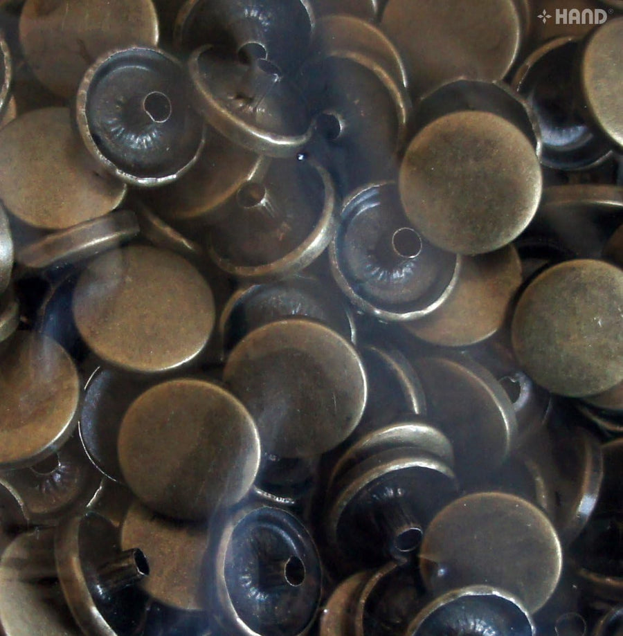 203 4-part Plain Flat Top Press Stud Buttons 12.5mm (203 Vintage Gold - appx 230g)