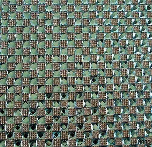 Decorative Iron-On 10x10mm Diamante Gems Rhinstone HotFix-Iron on Sheet 24x40cm (DNTS05 Sea Blue and Clear)