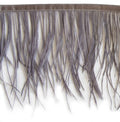 Ostrich feather fringe trim in gun grey, 4 inches wide.