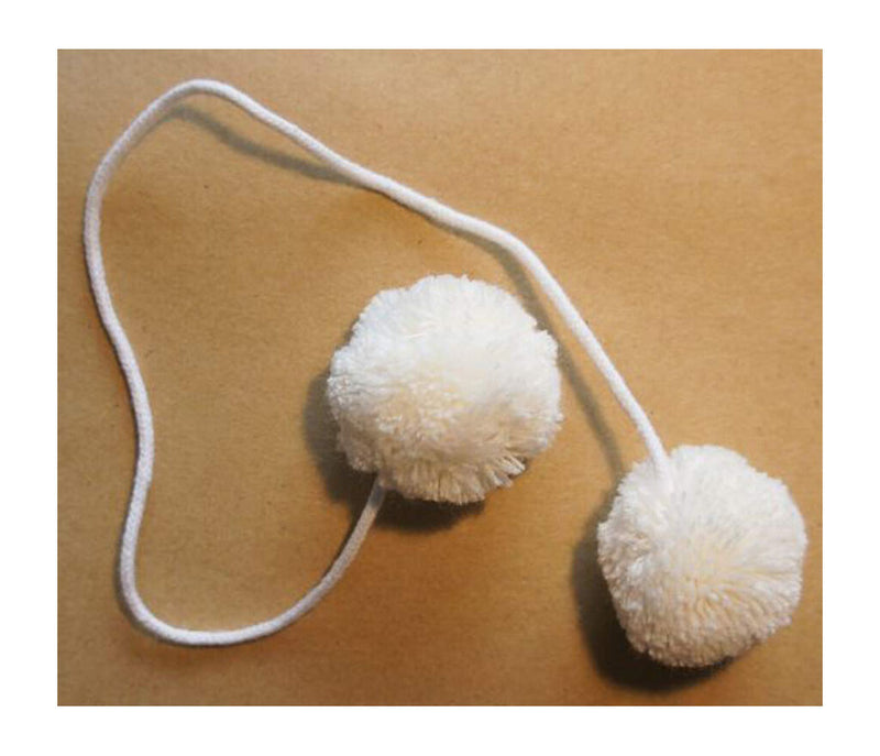Off white acrylic pom poms, 30mm diameter, displayed in a group.