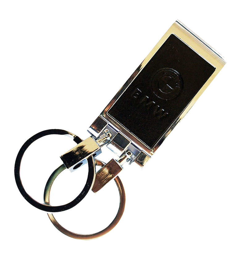 Black leather keyring with double loop hook buckle