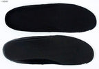 Black PU insoles displayed on a white background
