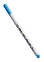 Two water erasable bright blue fabric marker pens on a white background.