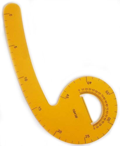 Flexi pattern ruler with inner angle, 45cm outer curve for accurate measurements.