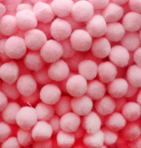 Light pink pompoms in a pack, approximately 500 pieces.